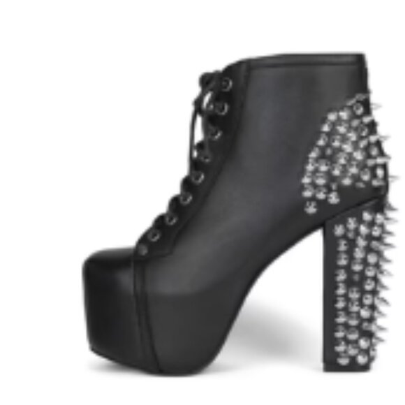 SPIKE PLATFORM BLACK ANKLE BOOTS 10M JEFFREY CAMPBELL - Picture 1 of 8